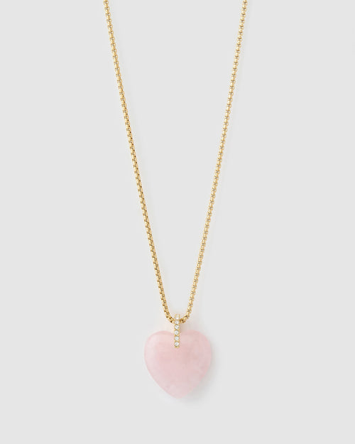 Daliah Heart Necklace - Rose Quartz