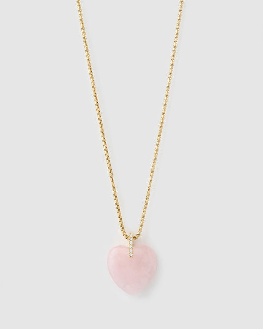 Daliah Heart Necklace - Rose Quartz