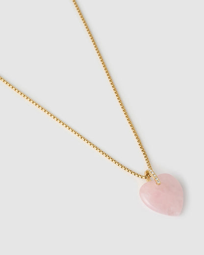 Daliah Heart Necklace - Rose Quartz