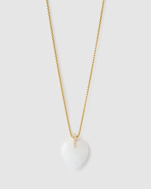Daliah Heart Necklace - White Agate