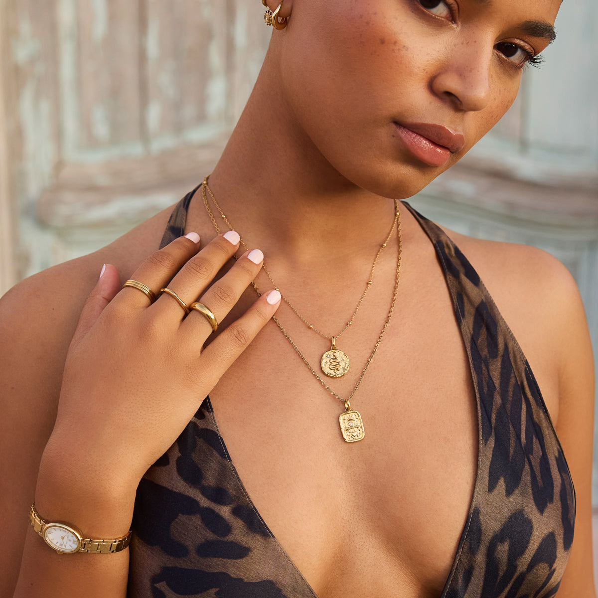 Talisman Snake Birthstone Necklace (Gold)