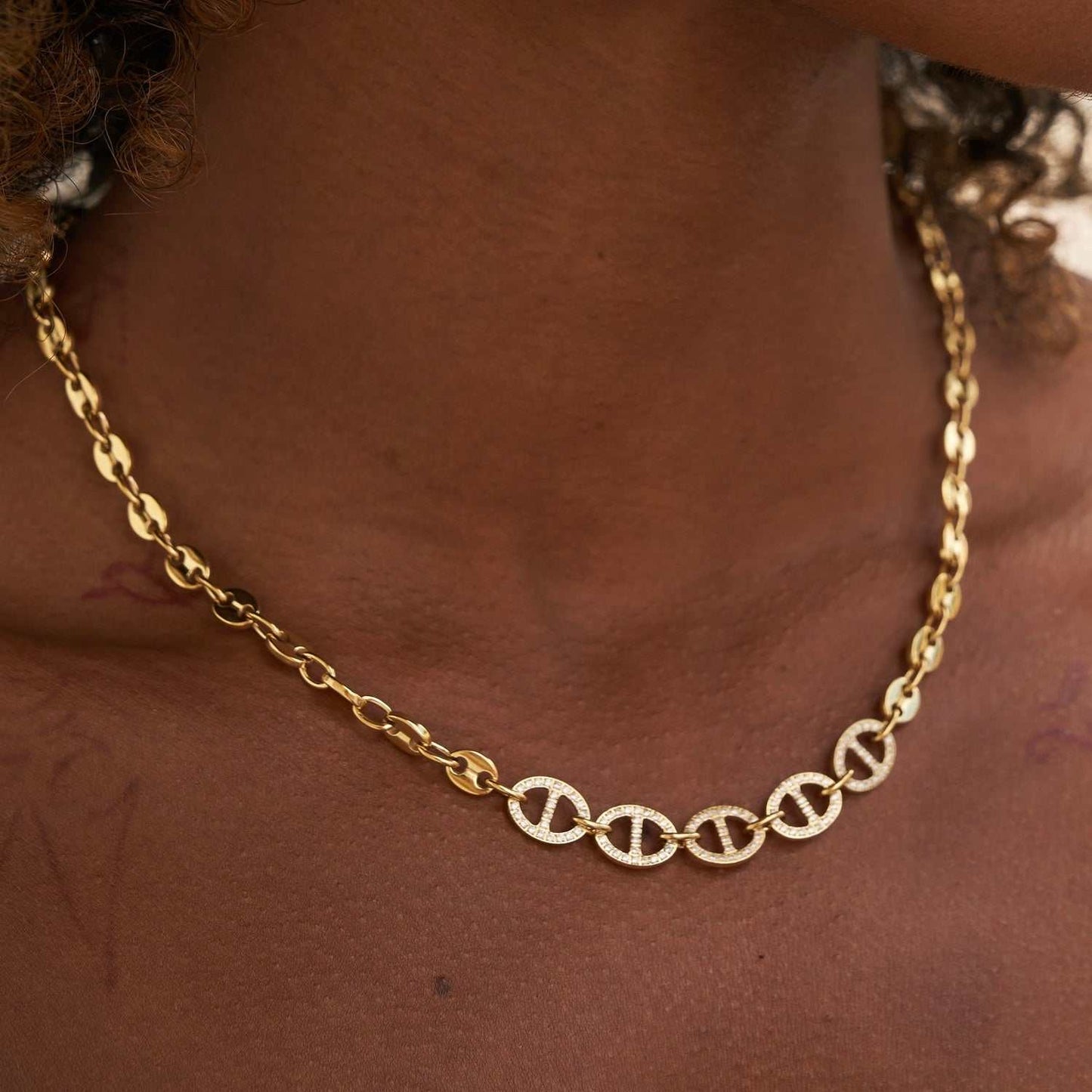 Coffee Bean Necklace in Yellow Gold