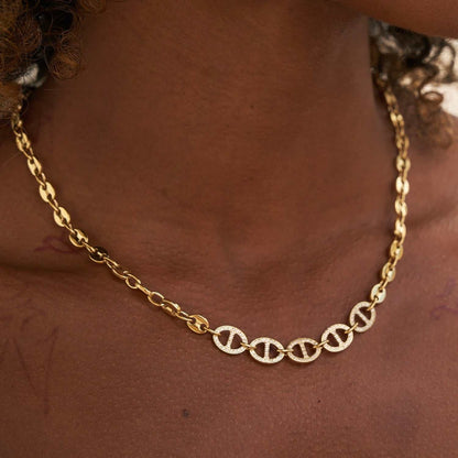 Coffee Bean Necklace in Yellow Gold