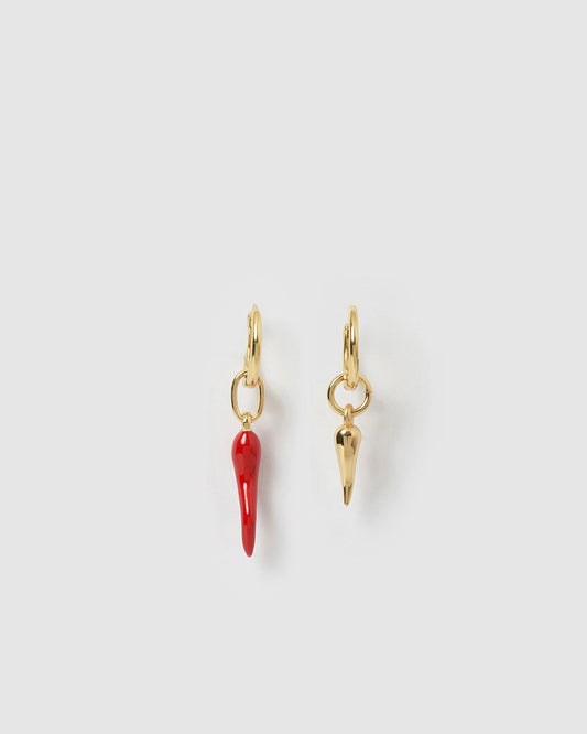 Double Cornicello Single Earring Stack