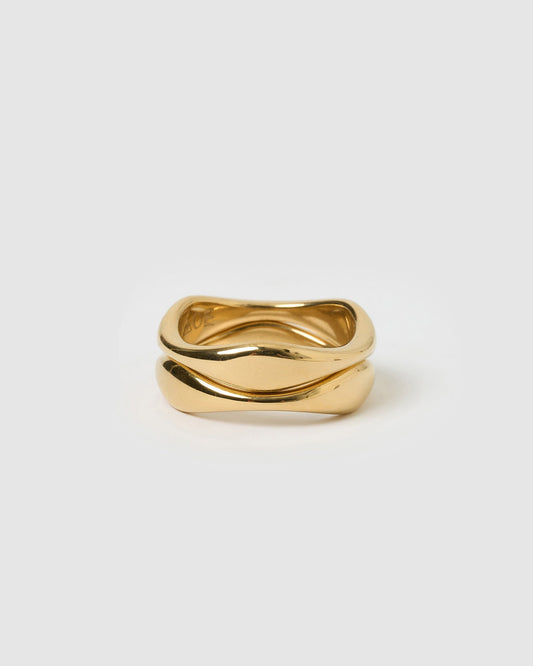 Double Dune Gold Ring Stack