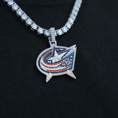 Columbus Blue Jackets Official NHL Logo Pendant in White Gold