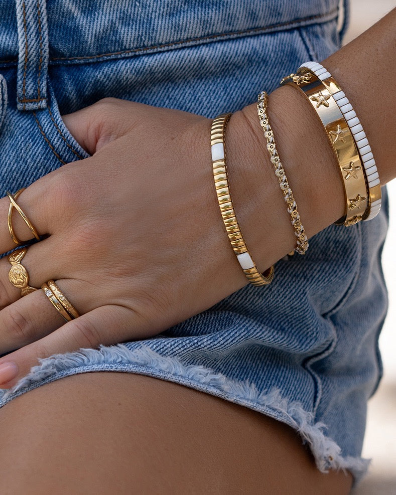 Onyx Bracelet Stack - White