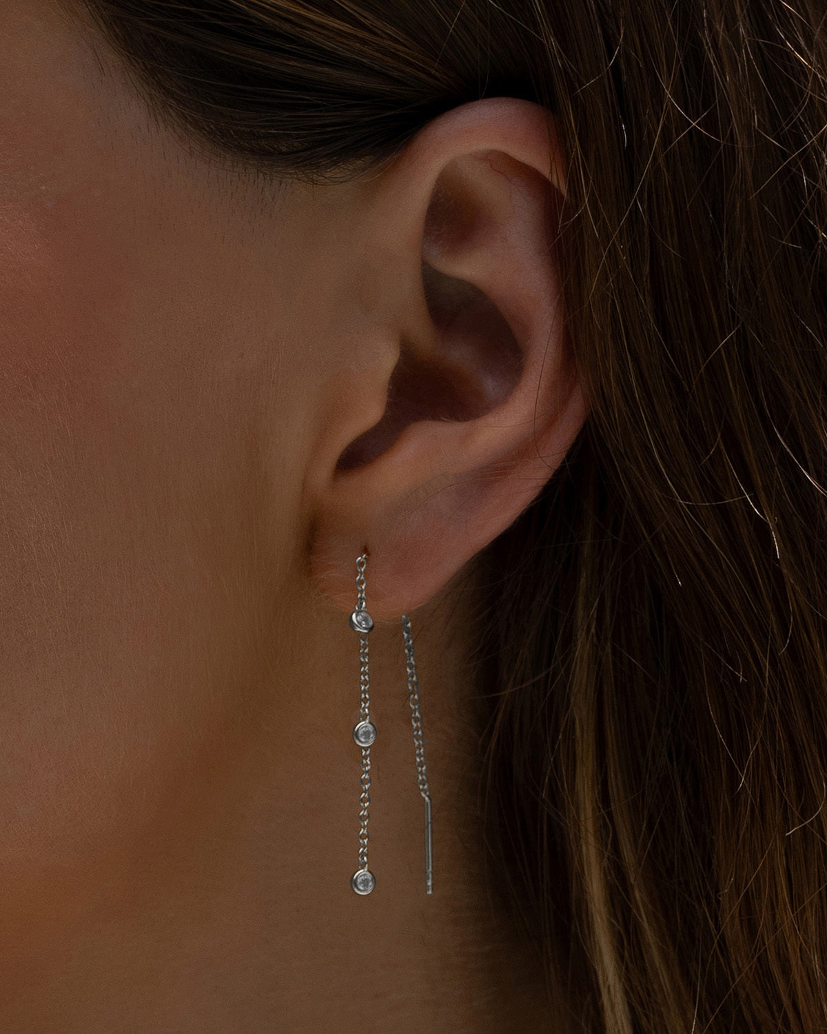 Comet Threader Silver Earrings