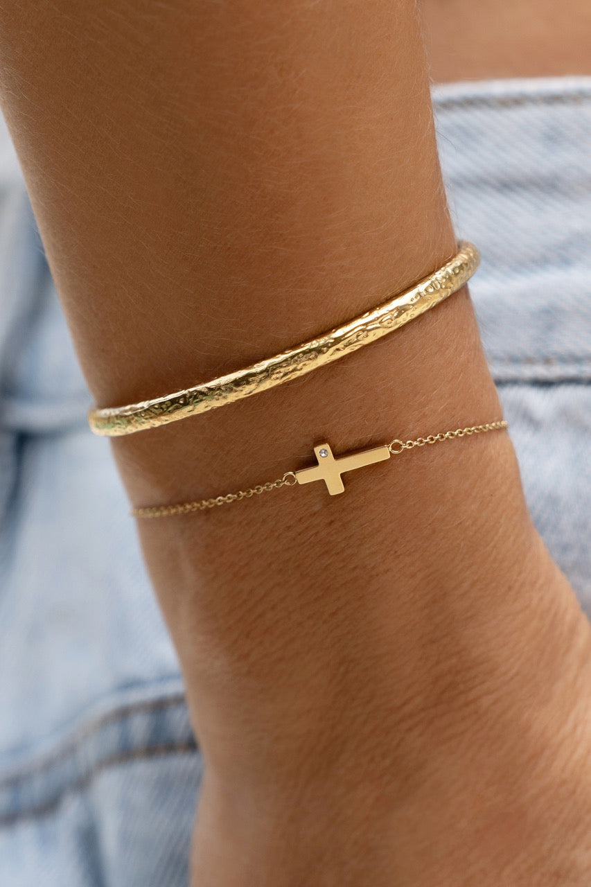 Cross Charm Gold Bracelet