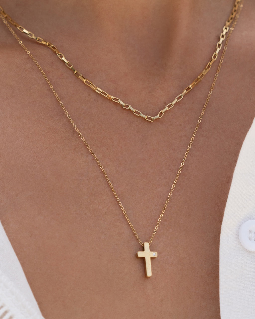 Cross Charm Gold Necklace