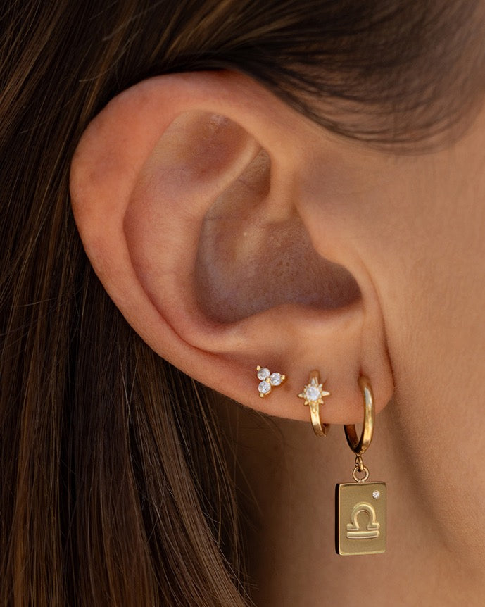 Zodiac Gold Tag Earrings