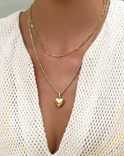 Rose Heart Necklace - Gold