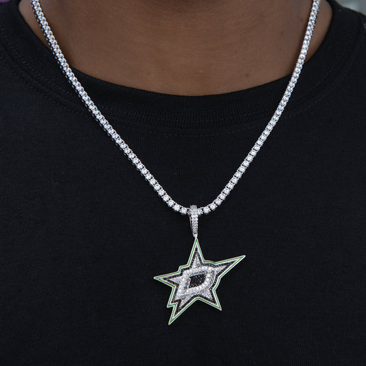 Dallas Stars Official NHL Logo Pendant in White Gold