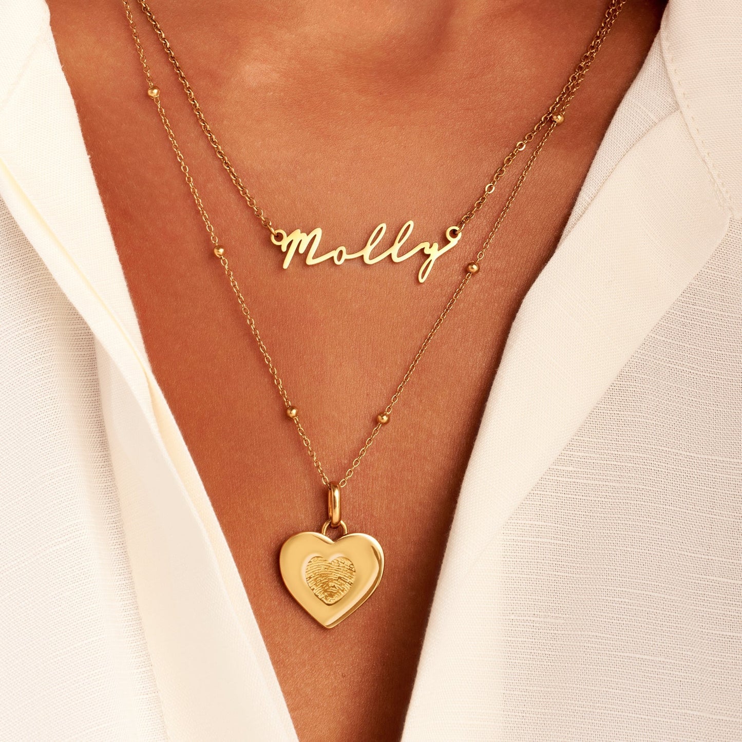 Uniquely Yours Fingerprint Heart Necklace - Single Fingerprint (Gold)
