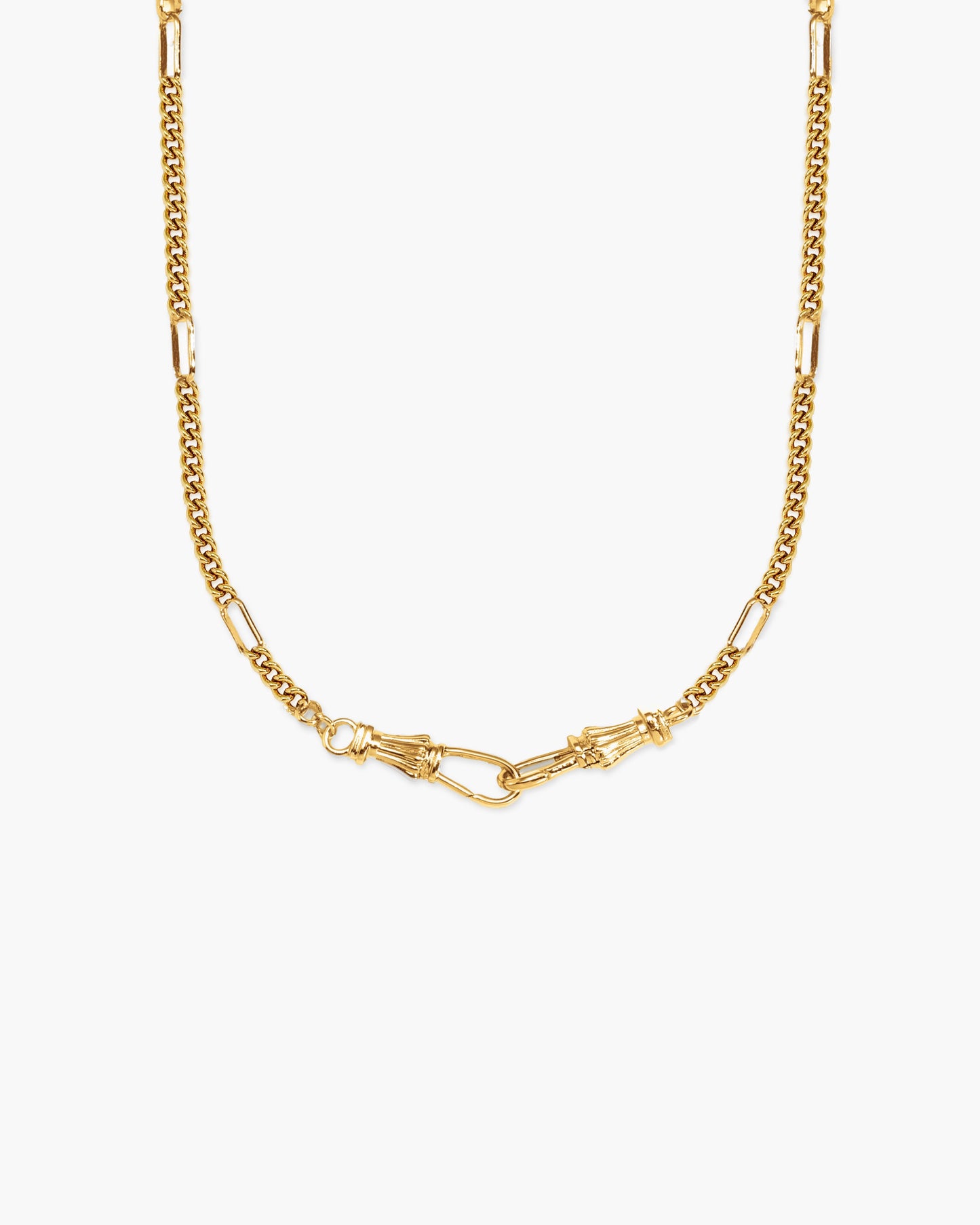 Deco Clasp Chain Necklace in Gold