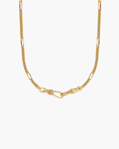 Deco Clasp Chain Necklace in Gold