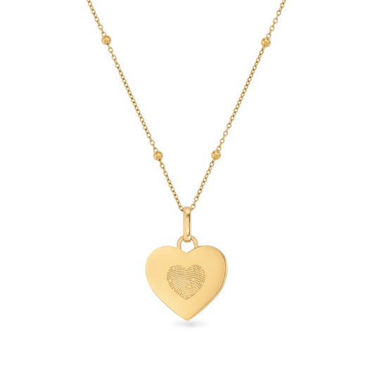 Uniquely Yours Fingerprint Heart Necklace - Single Fingerprint (Gold)