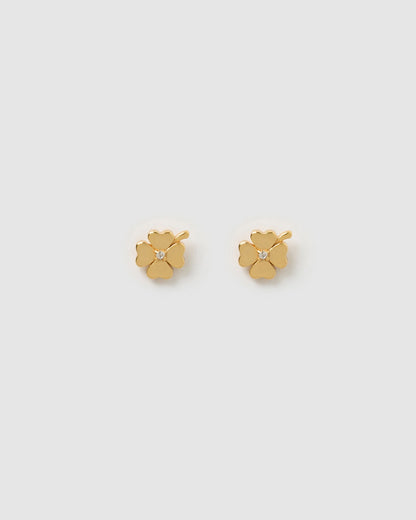 Four Leaf Clover Gold Studs