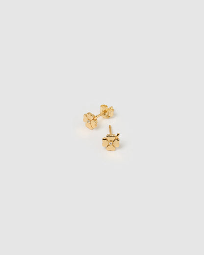 Four Leaf Clover Gold Studs