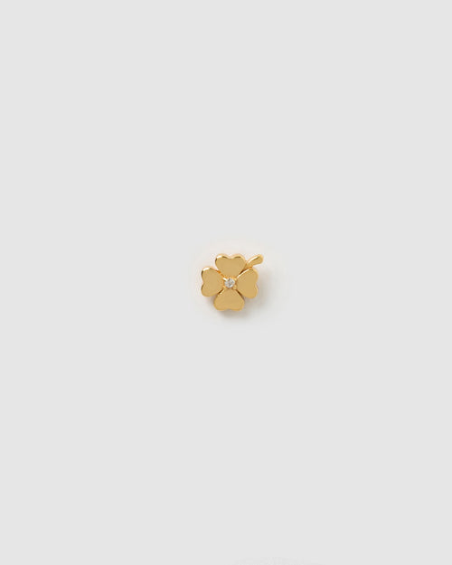 Four Leaf Clover Gold Single Stud