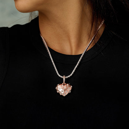 Diamond GLD Star Heart Pendant in Rose Gold