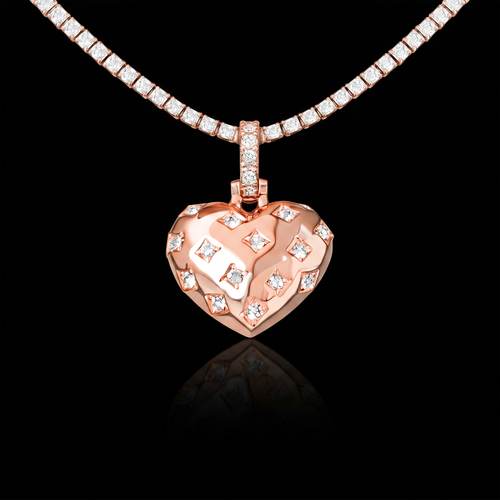 Diamond GLD Star Heart Pendant in Rose Gold