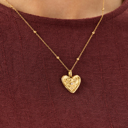 Talisman Heart Birthstone Necklace (Gold)