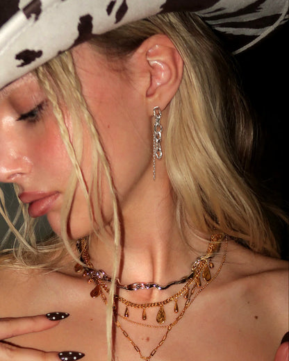 Molten Dual Chain Drop Earrings