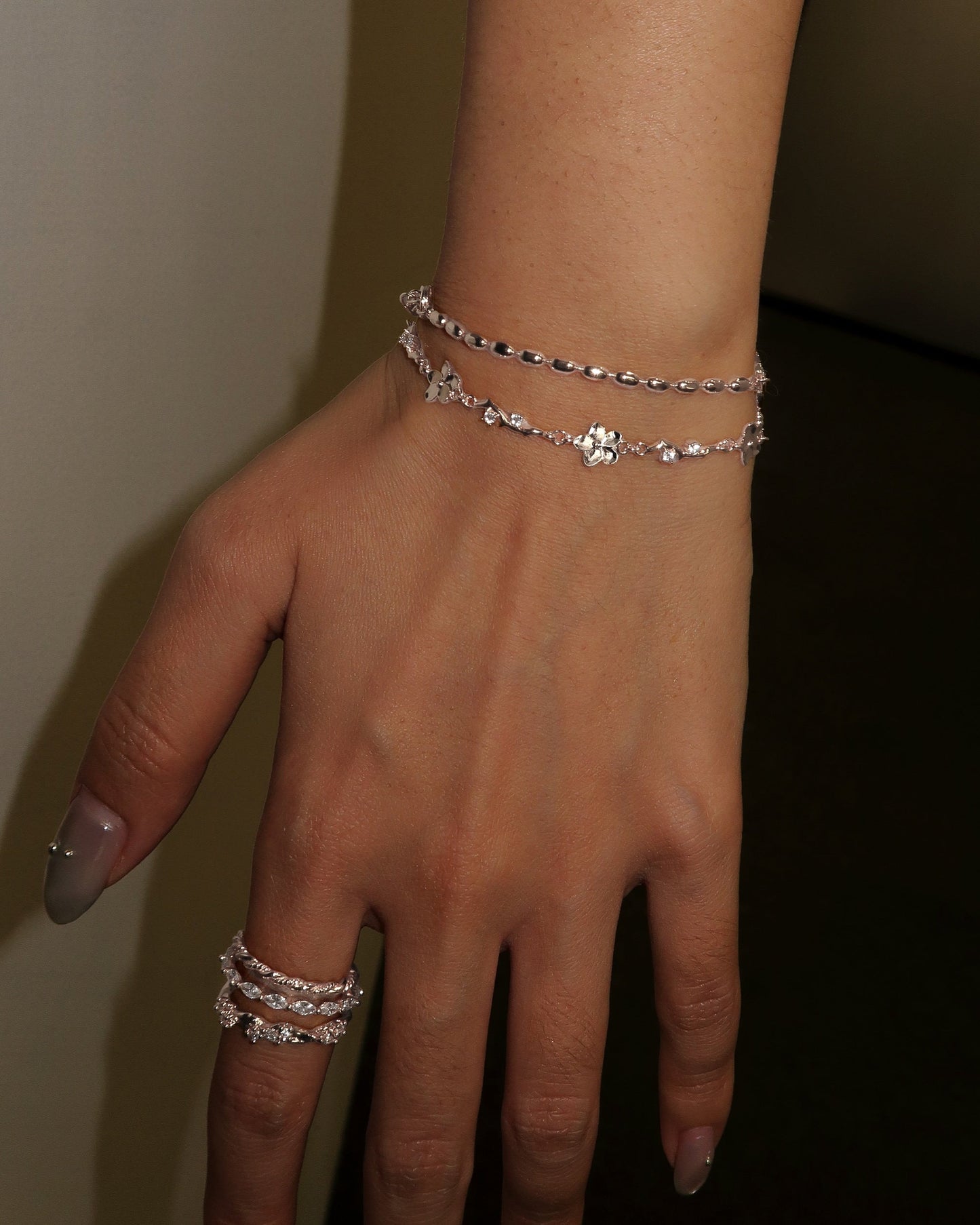 Ivy Floral Bracelet in Silver