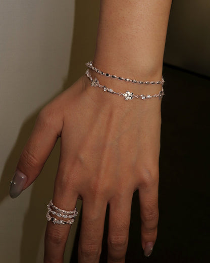Ivy Floral Bracelet in Silver