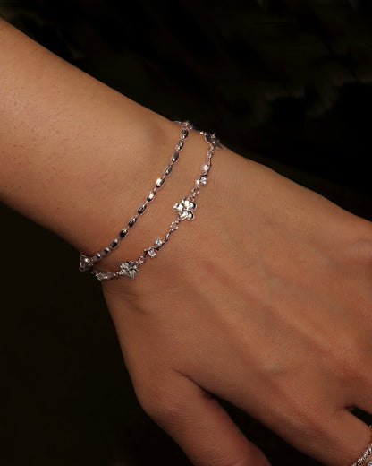Ivy Floral Bracelet in Silver