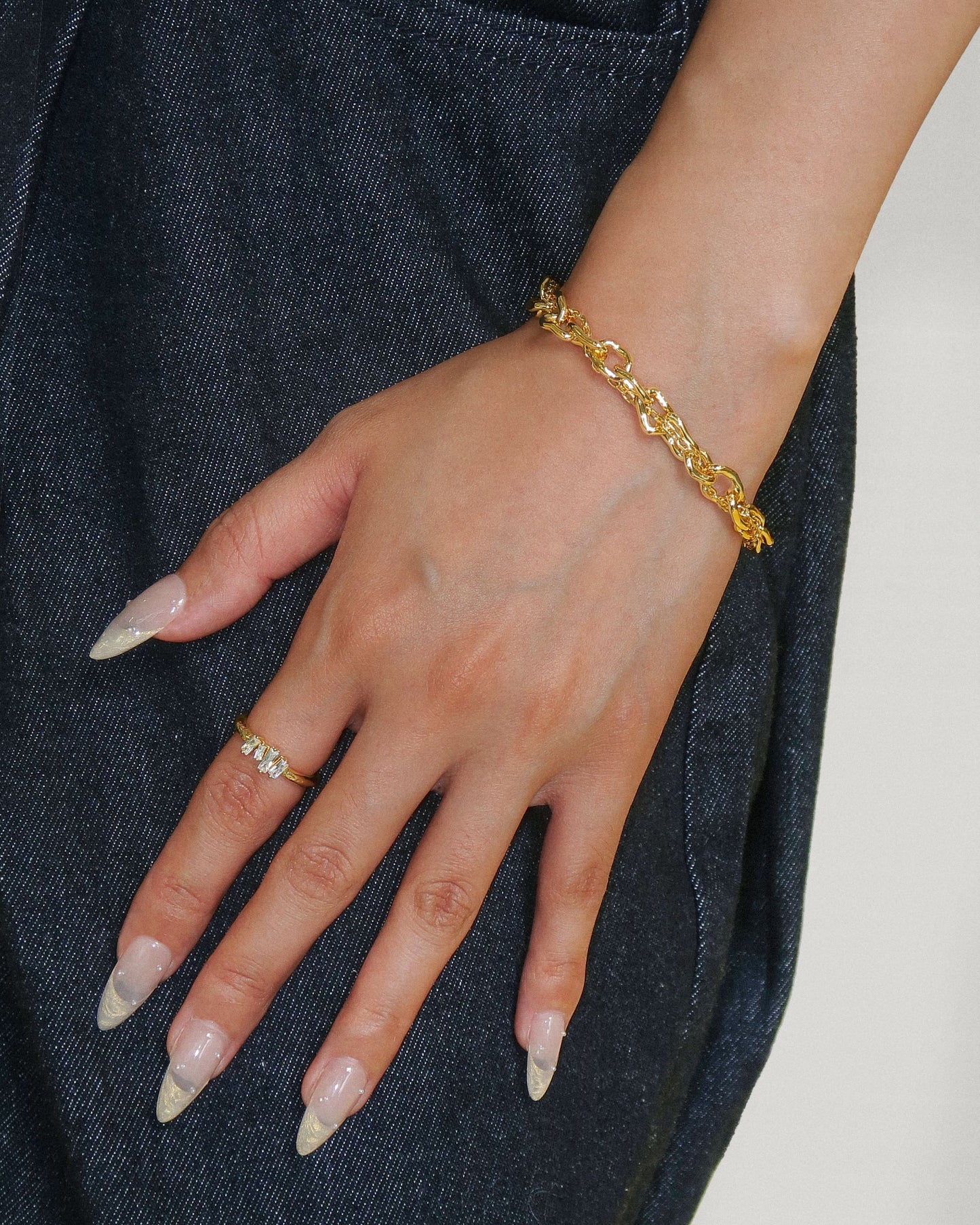 Molten Dual Chain Bracelet in Gold