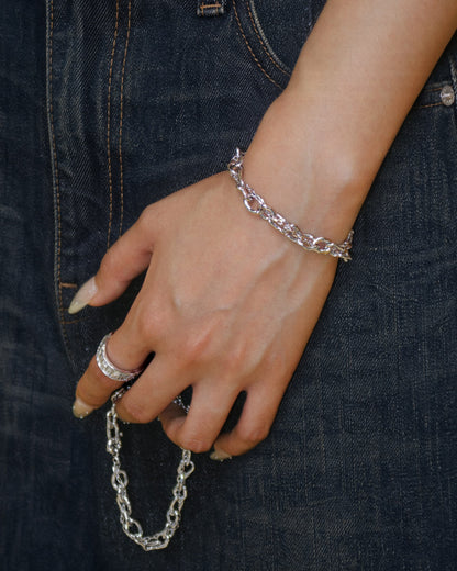 Molten Dual Chain Bracelet in Silver