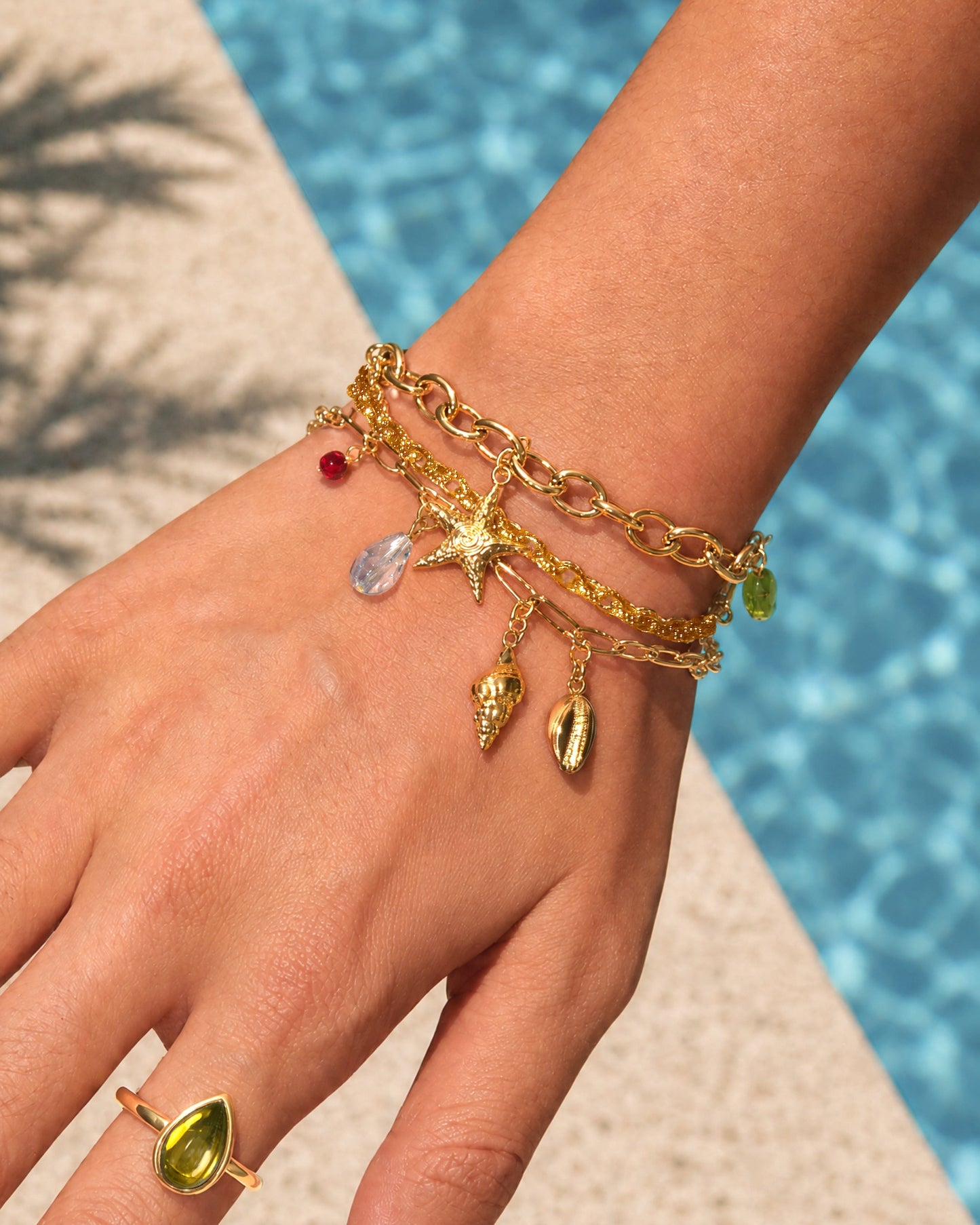 Coral Dancer Multi-charm Bracelet in Gold