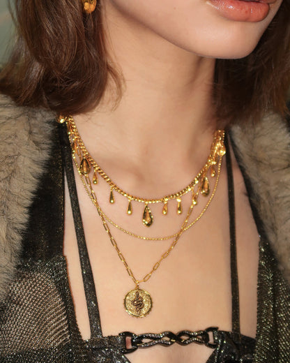Second Skin Detachable Layered Snake Coin Necklace
