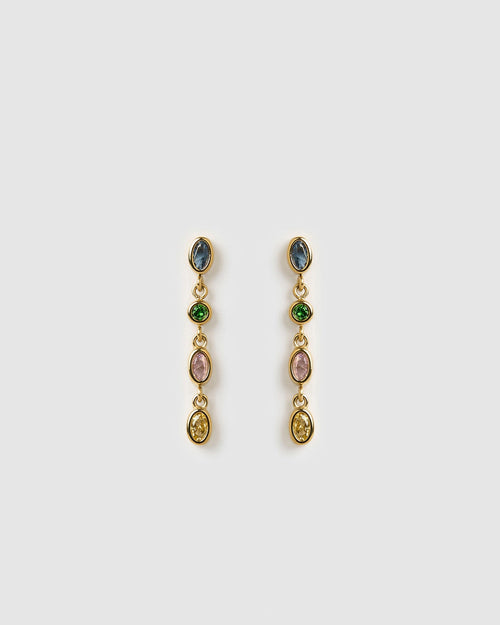 Isadora Gold Earrings - Multi Blue