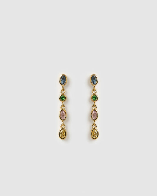 Isadora Gold Earrings - Multi Blue