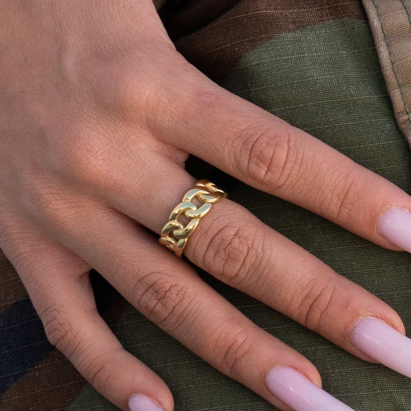 Cuban Band Ring in Yellow Gold