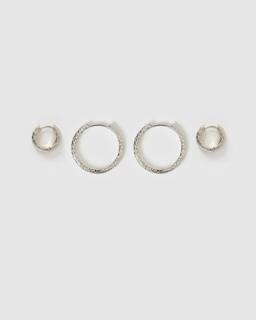 Little Hoop Earring Stack - Silver
