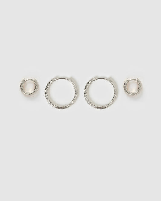 Little Hoop Earring Stack - Silver