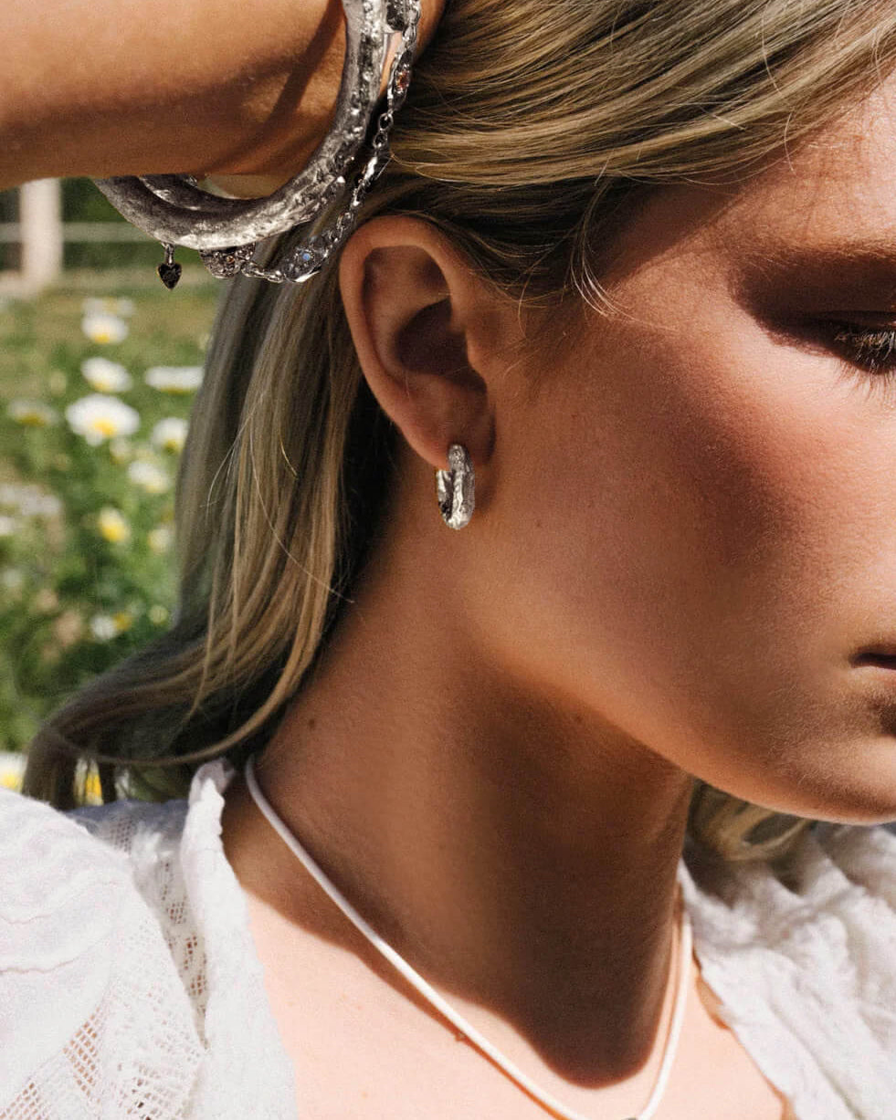 Jenny Medium Hoop Earrings in Silver