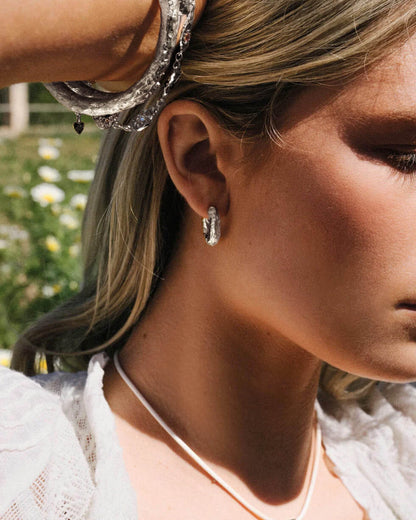 Jenny Medium Hoop Earrings in Silver
