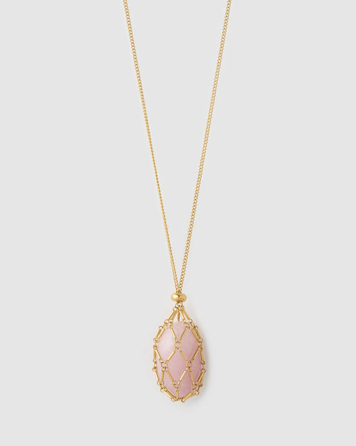 Lotus Necklace - Rose Quartz