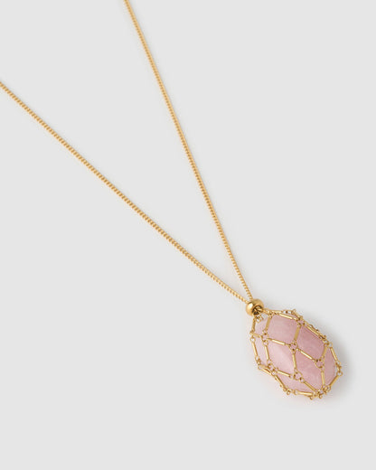 Lotus Necklace - Rose Quartz