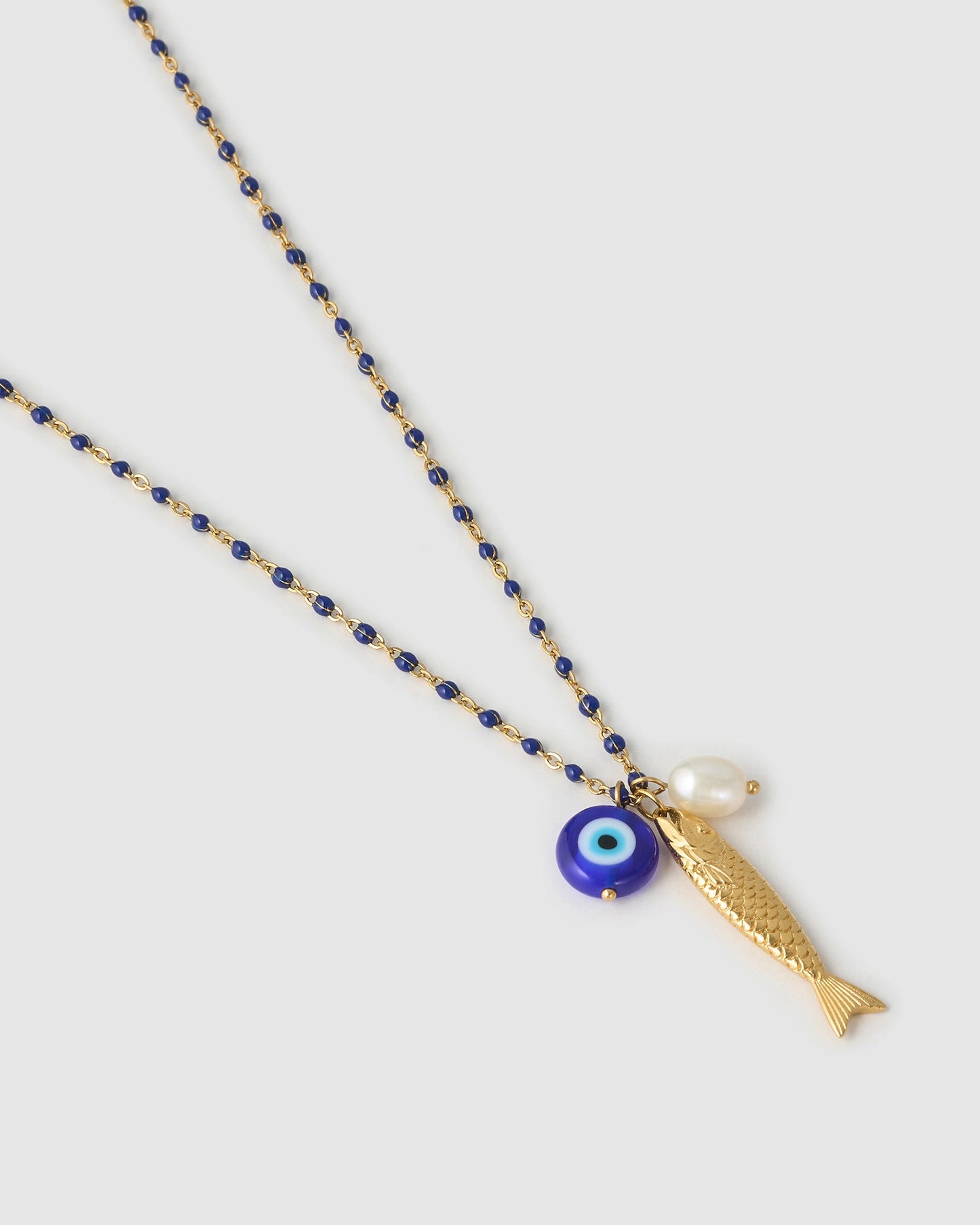 Lucky Fish Charm Necklace - Blueberry