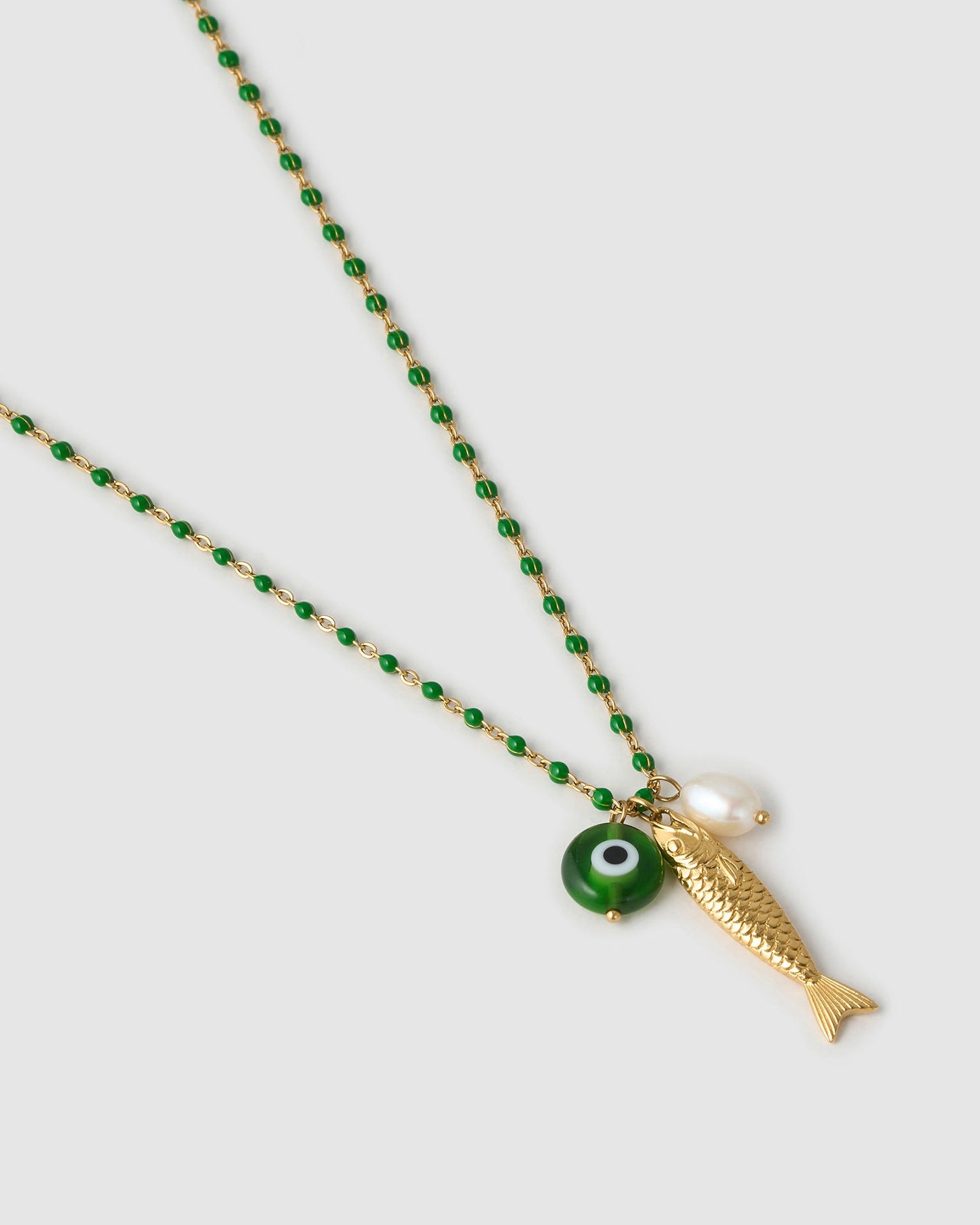 Lucky Fish Charm Necklace - Kiwi
