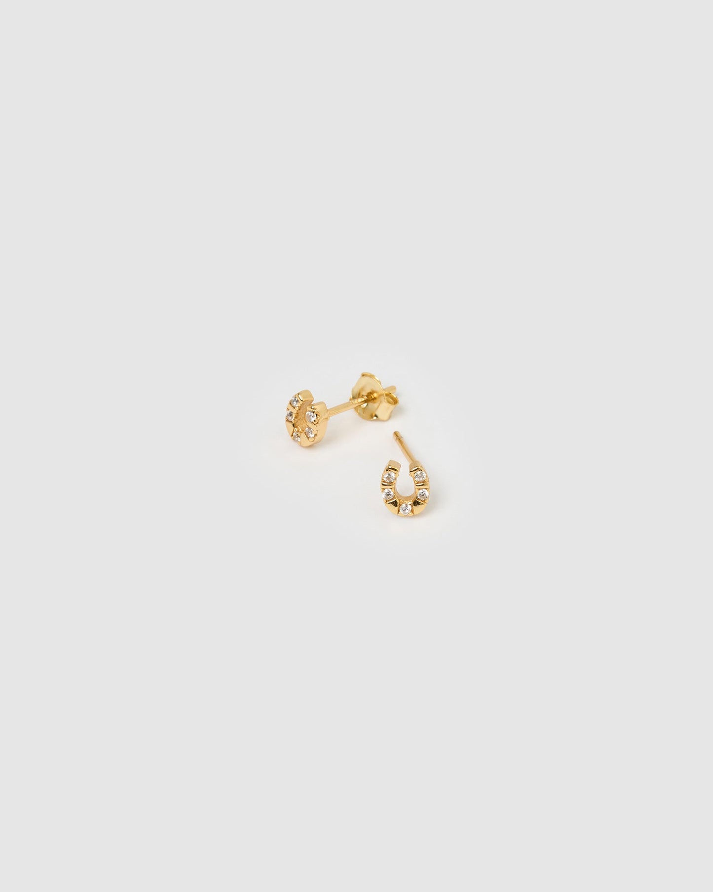 Lucky Horseshoe Gold Studs