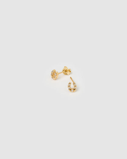 Lucky Horseshoe Gold Studs