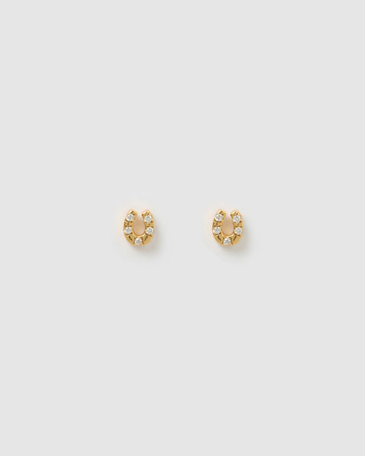 Lucky Horseshoe Gold Studs
