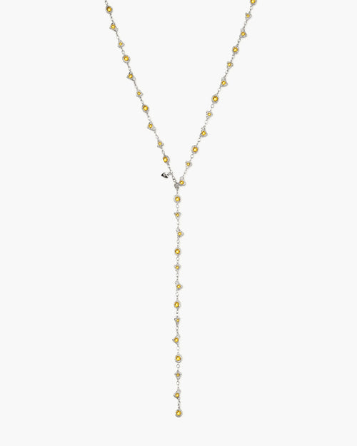 Lemon Crystal Long Chain in Silver
